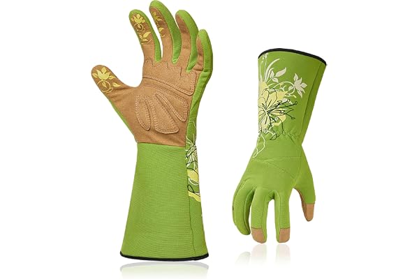 Vgo... Gants de jardinage pour femmes, gantelet d'élagage, manches longues, anti-épines, puncture protection, avant-bras long, écran tactile (SL7445,Vert,8/M,1Paire)