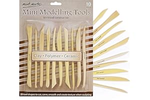 Mont Marte Attrezzi Argilla in legno - 10 utensili scultura bifacciali di forme diverse - Ideali per la lavorazione di argilla, polimero e ceramica - Perfetti per Principianti, Professionisti, Artisti