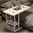 ORCHID M® (80 * 40CM）Adjustable Standing Desk, Portable Laptop Computer Desk, Table for Bedrooms Couch Desk for Home Office Table Mobile Rolling Desk on Wheels with Storage (White)