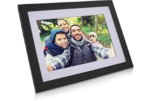 InLine digital fotoram, WiFRAME 2, FRAMEO, inkl. 3 utbytbara ramar, valnötsträ, WiFi, 25 cm med touch-funktion, 1920 x 1200, 16 GB minne, dela dina ögonblick direkt från överallt, 55821H
