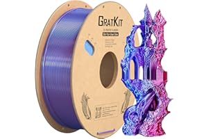 ‎GRATKIT GratKit Dual Zweifarbig Seide PLA Filament 1.75mm, -0.03mm, Coextrusion PLA Filament, 3D Drucker Filament, 1kg Spule, Seide PLA, Hellblau Und Rosenrot