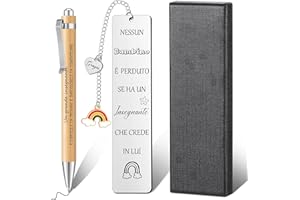 Clabby Regalo per Insegnante Maestra Segnalibro Motivazionali Penna a Sfera con Frasi Motivazionali in Italiano Grazie Regalo Maestre Fine Anno Maturità Natale Compleanno