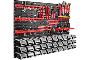 BOTLE Lote de 30 cajas apilables de plástico con tapa, paneles de pared 115 x 78 cm, caja de almacenamiento negras, bandejas para colgar en la pared, mesales de pared