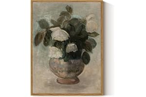 ARPEOTCY Framed Canvas Wall Art Prints, Bathroom Kitchen Shelf Decor, Classical Roses Paintings Wall Decor, Vintage Decor for Bedroom Living Room Hallway Table, Aesthetic Room Decor, 30x40cm