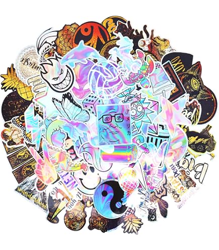 Lot De 100 Autocollants Holographiques Graffiti Irisés - Imperméables, Pour Voiture, Moto, Skate, Ordinateur (4-6 Cm) - 4