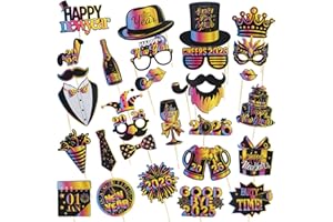 ‎AITSITE Aitsite 30 Stück Fotobox Accessoires Silvester 2026, Foto Requisiten Set, Happy New Year 2026 Silvester Party Zubehör, Lustige Silvester Fotobox für Silvester Party Zubehör Dekoration