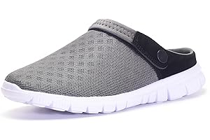 Hsyooes Clogs Herren Pantoletten Sommer Damen Mesh Atmungsaktiv Gartenschuhe rutschfest Strand Hausschuhe Aqua Sandalen,Blau,36 EU