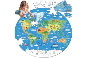 PPOTYO 72 Pieces World Map Floor Jigsaw Puzzle for Kids Preschool Educational Learning Toys Birthday Gifts for Ages 4-6 3-5 Girls (World Map, One Size)