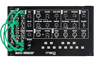 MOOG Mavis - Standalone semi-modulares Analog-Synthesizer-Kit mit Keyboard, Analog-Oszillator, Filter, Hüllkurvengenerator, Wavefolder, Staubschutz