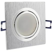 6x LED Einbaustrahler Set – Eckig, Silber, 3 Watt Warmweiß, Dimmbar, Schwenkbar, Für Decken & Wände