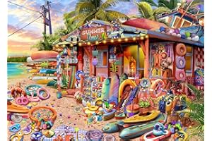 HUADADA Puzzle 1000 elementów, puzzle dla dorosłych, kolorowe puzzle układanki - sklep plażowy, 1000 puzzli, dekoracja domu, puzzle dla dorosłych
