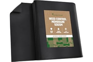 GardenGloss® 10m2 Weed Control Membrane (50gsm) - Water Permeable and Tearproof Weed Barrier Fabric - Weed Control Fabric with High UV-Stabilisation (5m x 2m, folded)