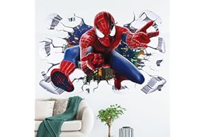 Xingsky Spiderman Muursticker, 3D Wandtattoo Kinderzimmer 60X40cm Spiderman Wandtattoo für Kinderzimmer, Wohnzimmer Wanddekoration