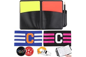 ZDNT Schiedsrichter Set Fußball Schiedsrichter Karten Schiedsrichter Pfeifen Set mit Fußball Rote und Gelbe Karten mit Kapitänsbinde mit Metall Trainer Pfeife mit Tasche Punktebuch für Fußballspiel