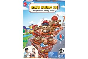 Mattel Games Juego de mesa familiar Castores Constructores, juego de habilidad para construir una torre con fichas y figuras de castores, juguete +6 años (HPW60)