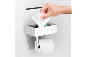 ‎DAY MOON DESIGNS Day Moon™ Toilettenpapierhalter Weiß, Feuchtes Toilettenpapier Box - Toilettenpapierhalter Mit Feuchttücherbox, Toilettenpapierhalter Mit Ablage - Toilettenpapierhalter Edelstahl