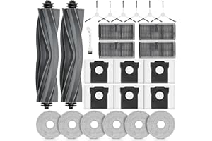 ALLOYTOOL 25 Accessoires pour DREAME L10s Pro Ultra Heat / L10s Ultra Gen 2 / X30 Ultra/MOVA E30 Ultra Robot Aspirateur. 2 Brosse Principale, 4 Filtres, 6 Chiffons, 6 Sacs à Poussière, 6 Brosses latérales