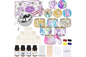FONTOEN kit candele fai da te adulti | candele profumate fai da te include 360g cera, un contenitore per la cera, 8 coloranti, 4 fragranze, 25 stoppini, 40 adesivi stoppini, 6 scatole candele, natale regalo