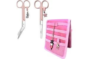 Nurse Life Pack MAXI2 | Tijeras Mayo y Pico Pato y organizador - Punta Roma | - I love it -, Punta Redonda | Enfermera Profesional, Primeros Auxilios, Vendaje. (Rosa y Rosa oscuro)