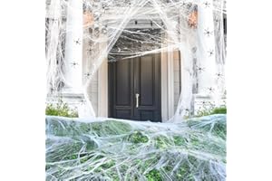 Atoke 200g Halloween Spider Web Decorations,1500 Sqft Stretch Fake Spider Web Cobweb,Halloweenr Spooky Cobwebs with 30pcs Fake Spiders,Halloween Decorations Bar Haunted House Party Props