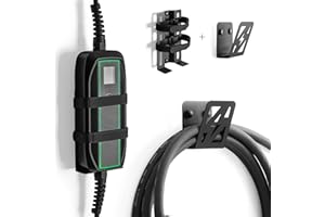 etterr | Soporte Estación de Carga Coche Electrico | 100% Acero | Fabricado en la Unión Europea | 17x10 cm | Soporte Cargador Coche Electrico (1, Estación de Carga + Soporte de Cable EV)