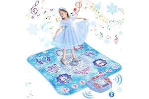 SURELECT Tanzmatte Kinder Spielzeug Geschenke für Mädchen 3 4 5 6 7 8 9 Jahre, 2025 8 Tasten Tanzmatte mit Bluetooth, Fließendes Licht Kontrollsystem mit Ständern, Prinzessin Geschenk für 3-12 Jahre Mädchen