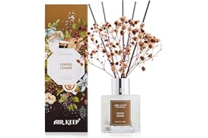 ‎AIRKEEP Airkeep Raumduft Coffee Cookie Duft, Reed Diffuser mit 8 Duftstäbchen, Lufterfrischer für Badezimmer, Wohnung, Heimdekoration, 100ml