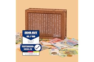 GENERISCH personalisierte Spardose 3000€ • SparBox: Das Original (6 Größen) • Wiederverwendbar • mit Zahlen zum ankreuzen • Geschenk für Kinder & Erwachsene • FERTIG MONTIERT