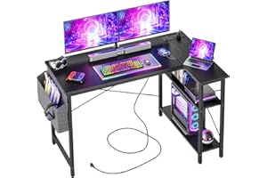 ‎BEXEVUE BEXEVUE Eckschreibtisch mit Steckdosenleiste – 120x70 cm Ergonomic Kleiner L-förmiger Ablagefächer, Umkehrbarer PC Ecktisch Computertisch, Corner Gaming Tisch für Studium Arbeit Zuhause Schlafzimmer