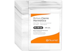 Bolsas con Cierre Hermético de Plástico Transparentes Ideales para Congelar Alimentos, Guarda Documentos, Bolsas Reutilizables y de Conservación - Ofituria (300 Bolsas, 40 x 60 mm)
