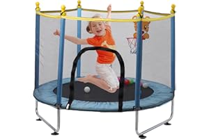 ARK MIIDO Trampoline pour Enfant 140cm, Trampoline Exterieur avec Filet de Sécurité, Trampolines Interieur avec Panier de Basket, PetitTrampoline extérieur Enfants 2 3 Ans