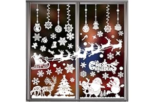 BBLIKE Christmas Window Stickers 8 Sheets Window Sticker Decor Snowflakes Window Pictures for Doors, Shop Windows, Glass Fronts, Christmas Decoration Reusable (White)