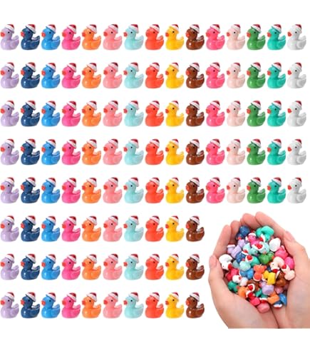 Mini Canard De Noël Avec Bonnet De Noel : Décoration De Jardin Féerique En Résine (5 Pcs) - France