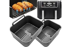 Airflow Pro™ Ninja 9.5L AF400UK Silicone Liners | Glove-Like Fit, 15mm Raised Ridges for Crisp Airflow + 3mm Thick | Dishwasher Safe | Designed for Ninja AF400UK Accessories 2PCS | by iStock Kitchen