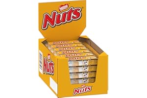 ‎NESTLE NUTS NESTLÉ NUTS Schokoriegel, der Klassiker mit ganzen Haselnüssen & Karamell umhüllt von Milchschokolade, 24er Pack (24x42g)