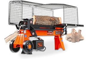 SuperHandy Log Splitter Electric Portable 6 Ton Ram System 9.6A 2200Watt Motor Horizontal Full Beam with Steel Wedge for Fire Wood Splitting Forestry