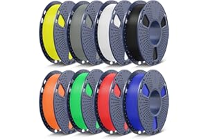 SUNLU 3D Printer PLA Plus Filament Bundle, Mini Spool PLA+ Filament 1.75mm, 0.25kg Each Spool, Total 2kg, 8 Packs Individually Packed, Black+White+Grey+Red+Klein Blue+Green+Yellow+Sunny Orange