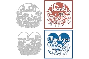 GLOBLELAND 2Pcs Flowers Frame Cutting Dies Metal Love Frame Thank You Greeting Words Embossing Stencils Die Cuts for Paper Card Making Decoration DIY Scrapbooking Album Craft Decor