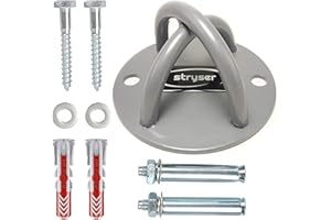 Stryser Soporte Anclaje de Techo y Pared en X para Correas de Suspensión Anillos de Gimnasia Yoga Swing Cuerdas de Batalla Equipo de Boxeo Incluye Juego de Tornillos con Tacos Fischer Duopower…