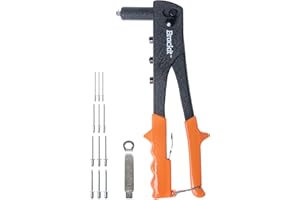 brackit Heavy Duty Rivet Gun Set with 100 Rivets in 4 assorted sizes - 2.4mm, 3.2mm, 4.0mm 4.8mm - Ergonomic Grip for Securing Metal and Wood Panels