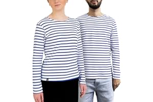 Breizh Ocean - Marinière GUER, Tee-Shirt rayé épais en Coton Bio - Unisexe, Homme ou Femme - XS au 4XL