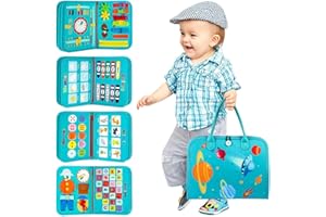 FREYBLI Busy Board Montessori zabawka dla małych dzieci, 5-warstwowa, zabawka dla dzieci od 1, 2, 3, 4 lat, nauka podstawowej wiedzy, prezent dla chłopców