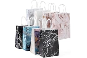 HUSALSEA Torba na prezent z papieru kraftowego, torby papierowe na prezenty, 8 szt. papierowych torebek z uchwytami, torby imprezowe, średnie, torebki na prezenty z podziękowaniami, opakowanie zbiorcze na ślub