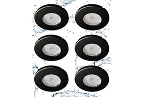Trango Set of 6 6729IP-065BAK IP44 LED Recessed Spotlights in Black Matt Includes 6x 3 Watt GU10 LED Bulbs 3000 K Warm White & GU10 Socket Outdoor Recessed Light Bathroom Ceiling Light