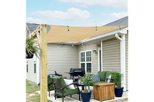 SUNNY GUARD Toldo Vela de Sombra Cuadrado 3x3m HDPE Transpirable protección UV para Patio,Jardín,Exteriores, Terraza, Color Arena