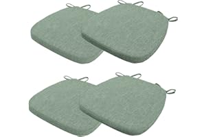 ASELBIA 4er Set Stuhlkissen 40x38x3cm mit Bändern,Waschbare Sitzkissen Rutschfest,Stuhlauflage Stuhlpolster Sitzkissen,Abnembar Bezug Mit Reißverschluss,Ideal für Zuhause Büro Küche Esszimmer,Achat Grün