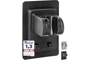 BLUMBACH® Duschkopfhalterung ohne Bohren - DAS ORIGINAL - Duschhalterung kleben statt Bohren - Neigung verstellbar, schwarz, Duschkopf Halterung, Shower head holder mit extra starkem Klebepad