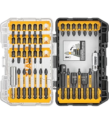 DEWALT COMBINATION DRILL BIT SET 100 PIECE SET DT71563-QZ, Black & DT7969-QZ, 32 Piece XR Professional Magnetic Screwdriver Bit Accessory Set, Yellow