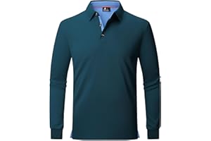 zitysport Polo Hombres Manga Larga Transpirable Secado Rápido Verano Botón Camisetas para Hombre Casual Sport Shirt Basic Regular Fit Golf Camisas