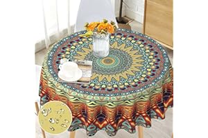 G-dake Tovaglia rotonda,150cm copritavolo antimacchia bohémien facile da pulire, lavabile, resistente all'acqua tovaglie poliestere per cucina, tavolo da pranzo, tavolino da caffè, feste cene